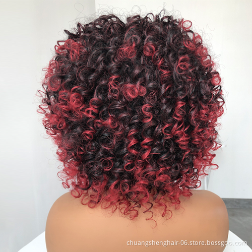 wholesale vendor cheap curly kinky straight hair wig short synthetic wigs with bangs fiber Synthetic Afro Kinky Curly Wigs